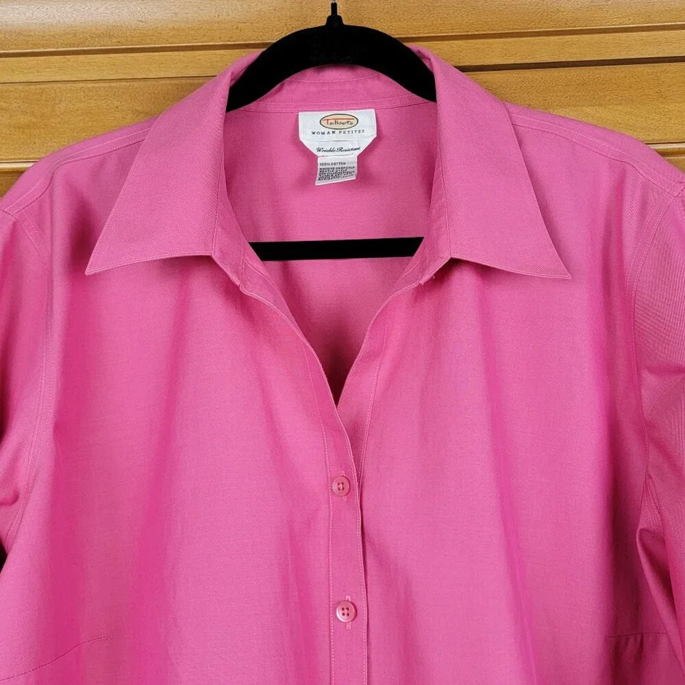 Talbots Wrinkle Resistant Long-Sleeve Pink Cotton Blouse - 24P - Picture 3 of 8